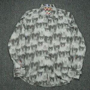 Robert Graham Shirt Mens Extra Large Gray Abstract Flip Cuff Long Sleeve XL
